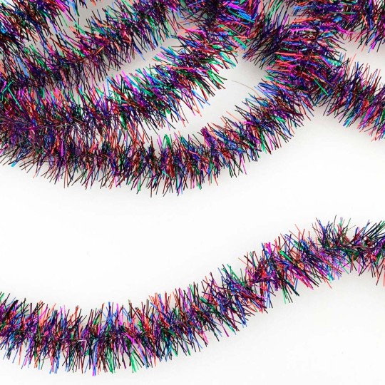 Multi-colored Metallic Wired Tinsel Trim or Garland ~ 7/8" wide ~ 10 meter length